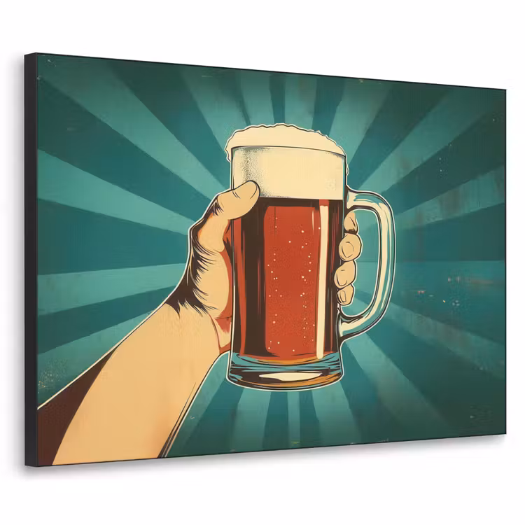 Bierglas - Schuim - Retro - Groen Textielframe zwart klein -3d