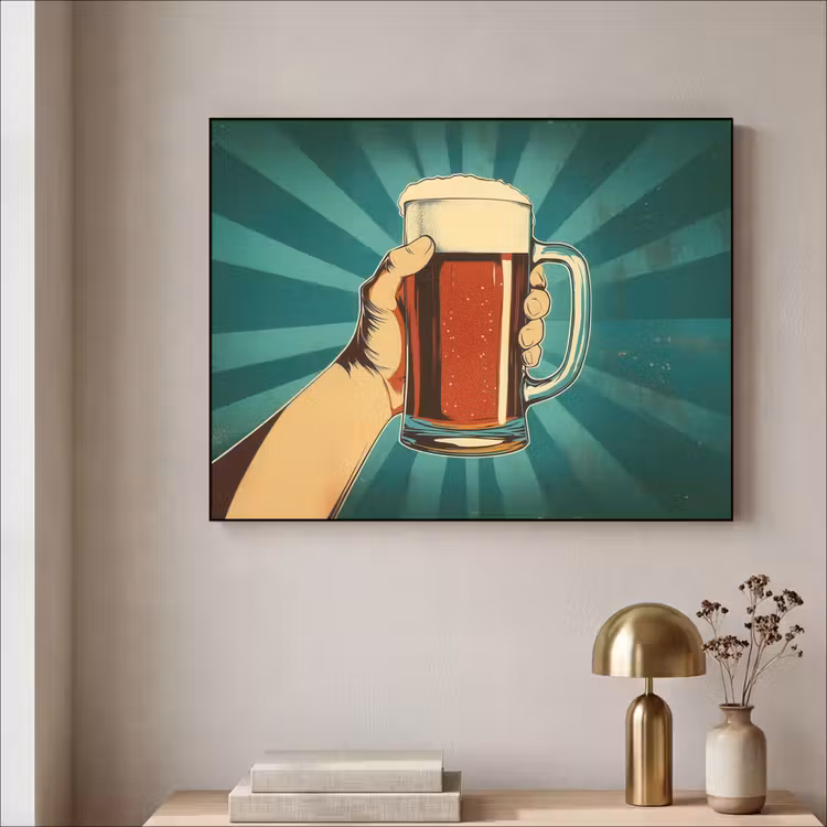 Bierglas - Schuim - Retro - Groen Textielframe - compleet frame klein -sfeer2