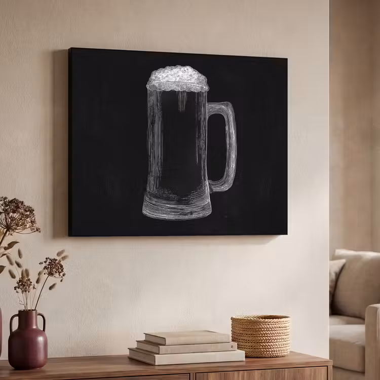 Bierpul - Schuim - Krijttekening Textielframe zwart klein -sfeer3