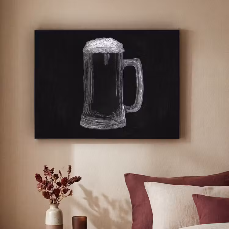Bierpul - Schuim - Krijttekening Textielframe zwart klein -sfeer1
