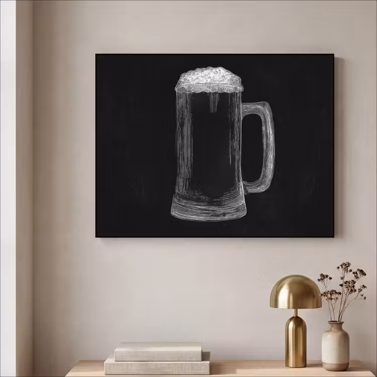 Bierpul - Schuim - Krijttekening Textielframe zwart klein -sfeer2