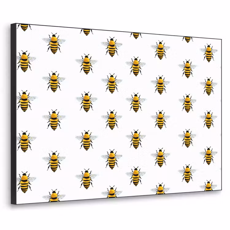 Bijen - Tijdloos - Wit Textielframe zwart klein 947 -3d