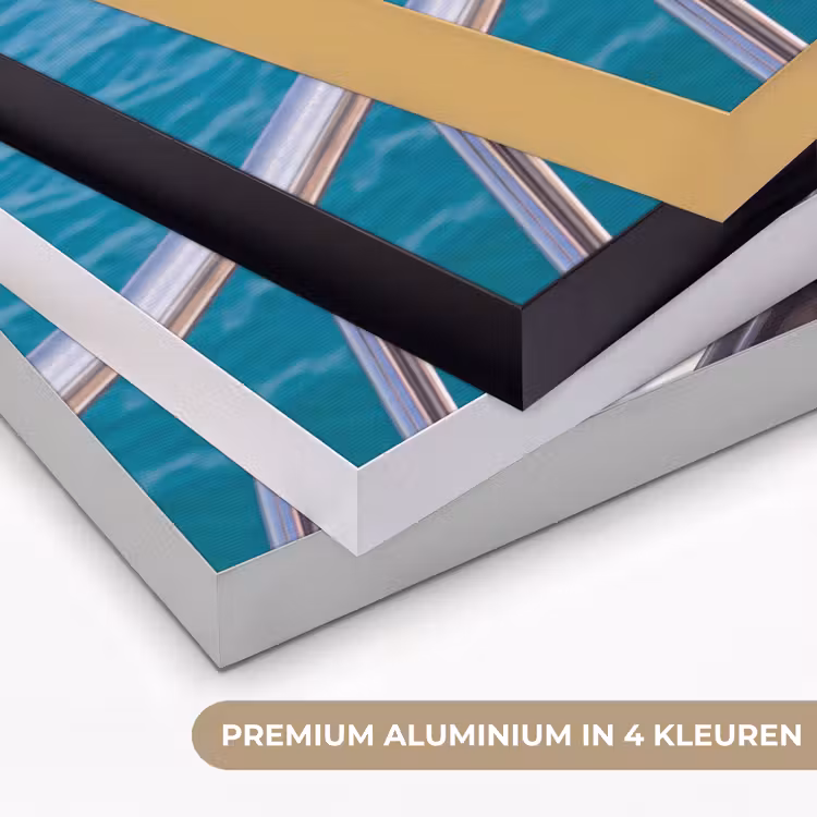 Bikini - Reling - Zee - Zomer - Blauw Textielframe zwart klein -USP_kleurenNL