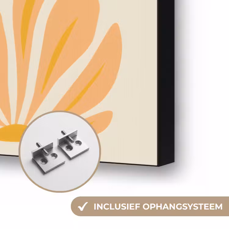 Blaadjes - Zachtoranje - Bloemen Textielframe zwart klein -USP_ophangsysteemNL