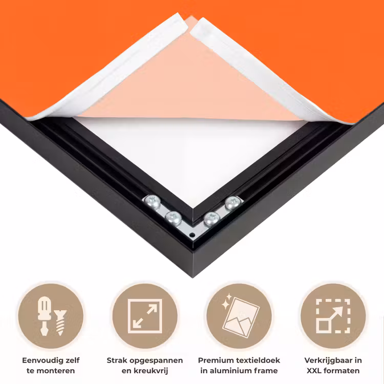 Blad - Oranje - Stippen - Kleurrijk Textielframe zwart klein -USP_feed_closeupNL