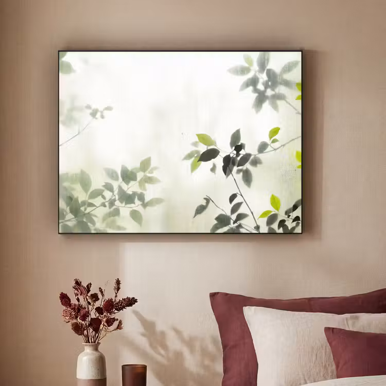 Blad - Schaduw - Natuur - Abstract - Groen Textielframe zwart klein -sfeer1