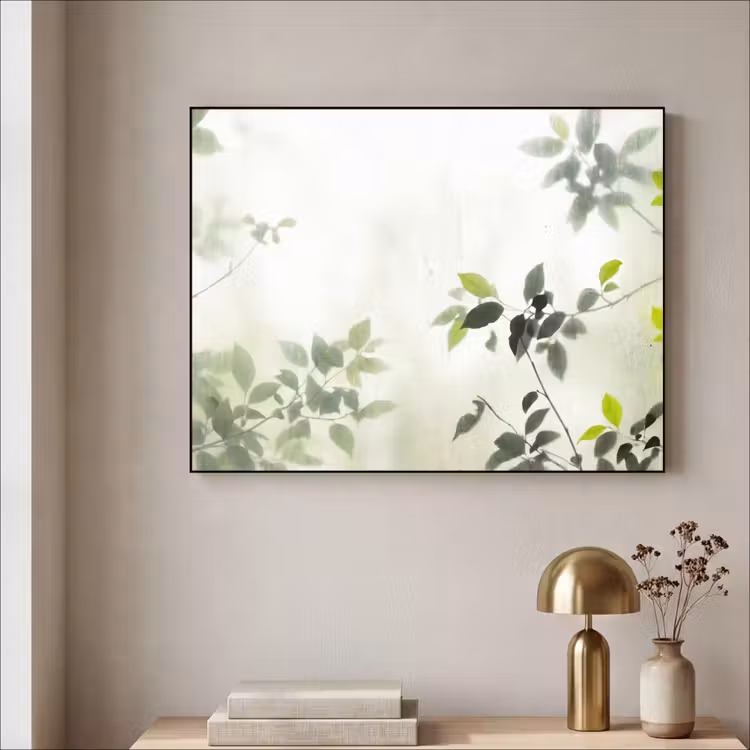 Blad - Schaduw - Natuur - Abstract - Groen Textielframe zwart klein -sfeer2