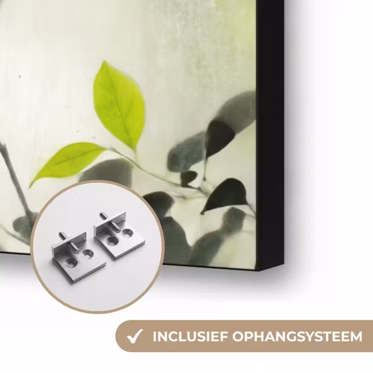 Blad - Schaduw - Natuur - Abstract - Groen Textielframe zwart klein -USP_ophangsysteemNL