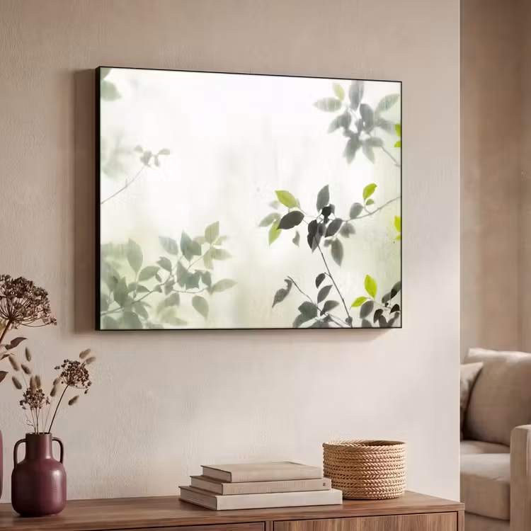 Blad - Schaduw - Natuur - Abstract - Groen Textielframe zwart klein -sfeer3