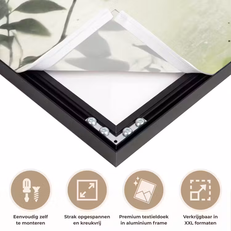 Blad - Schaduw - Natuur - Abstract - Groen Textielframe zwart klein -USP_feed_closeupNL