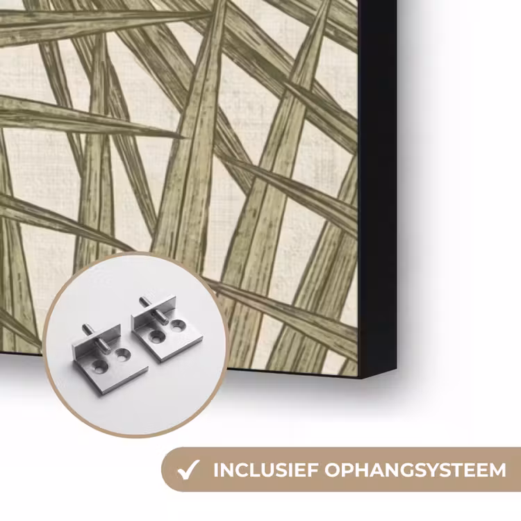Blad - Tropisch - Patroon - Natuur - Groen Textielframe zwart klein -USP_ophangsysteemNL