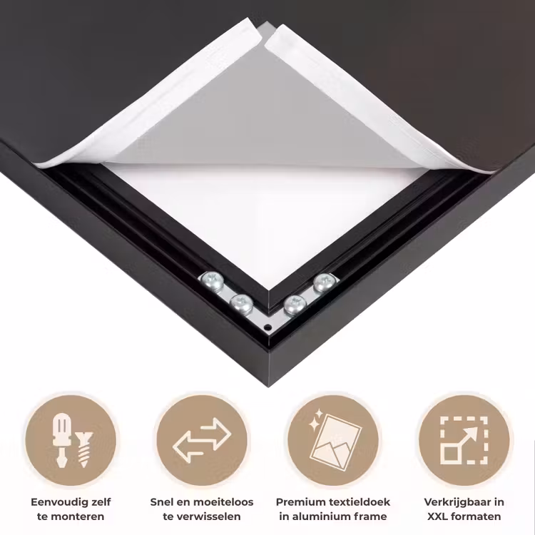 Blad - Wit - Minimalistisch Textielframe zwart klein -USP_closeupNL