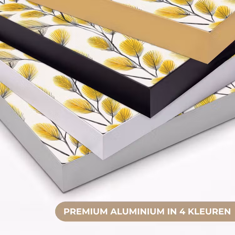 Bladeren - Botanisch - Elegant - Geel - Zwart Textielframe zwart klein 947 -USP_kleurenNL