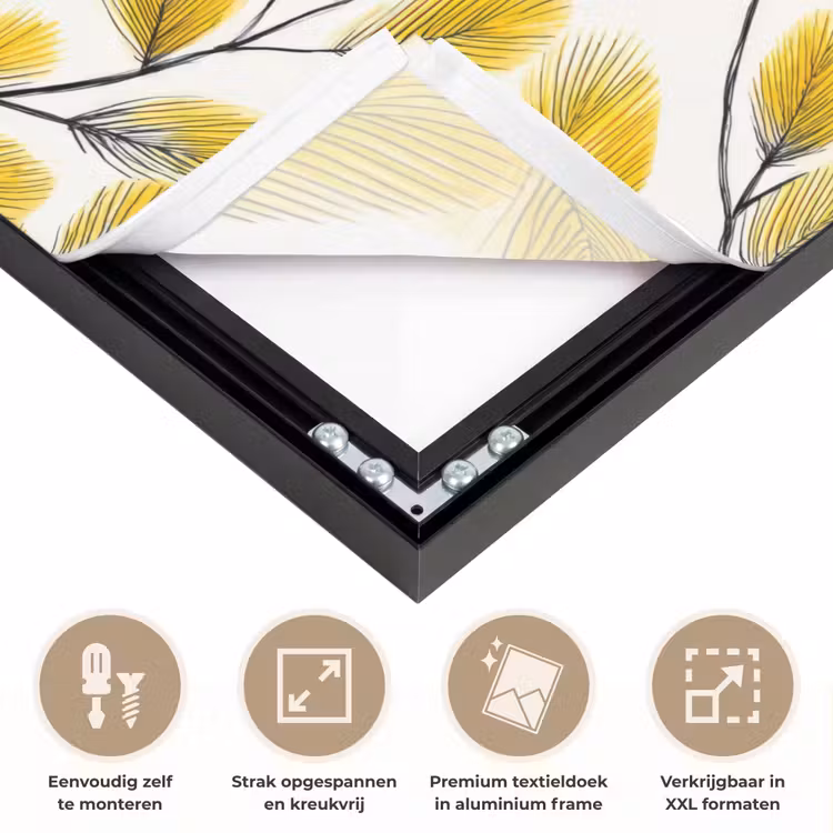 Bladeren - Botanisch - Elegant - Geel - Zwart Textielframe zwart klein 947 -USP_feed_closeupNL