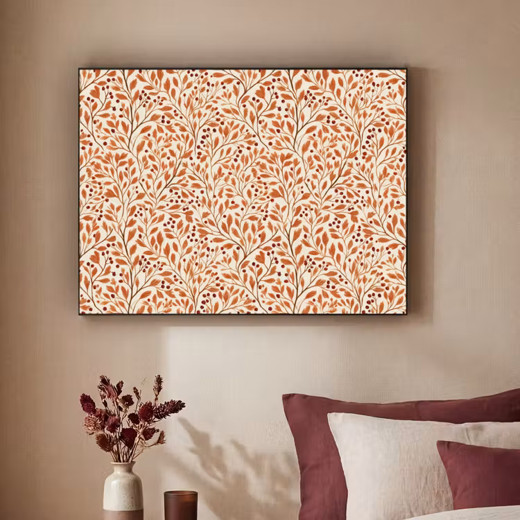 Bladeren - Botanisch  - Terracotta Textielframe zwart klein 947 -sfeer1