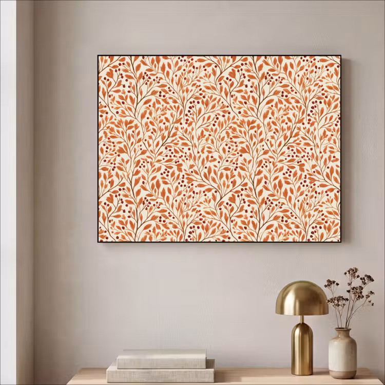 Bladeren - Botanisch  - Terracotta Textielframe zwart klein 947 -sfeer2