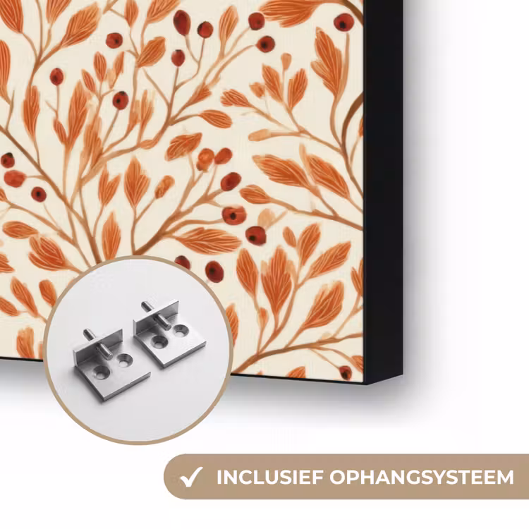 Bladeren - Botanisch  - Terracotta Textielframe zwart klein 947 -USP_ophangsysteemNL