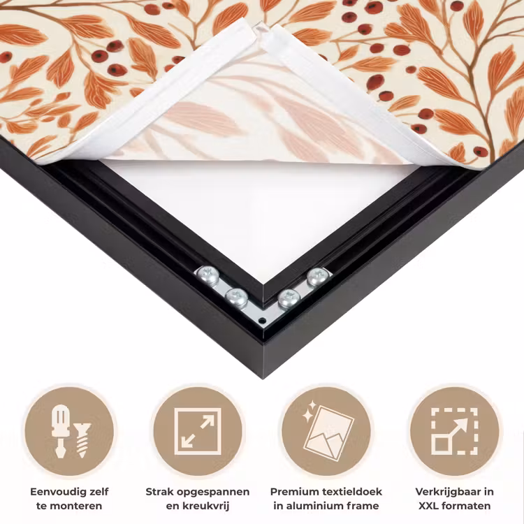 Bladeren - Botanisch  - Terracotta Textielframe zwart klein 947 -USP_feed_closeupNL