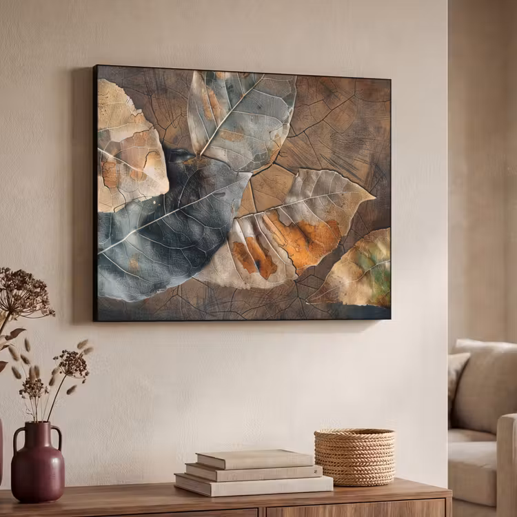 Bladeren - Bruin - Herfst - Natuur Textielframe - compleet frame klein -sfeer3