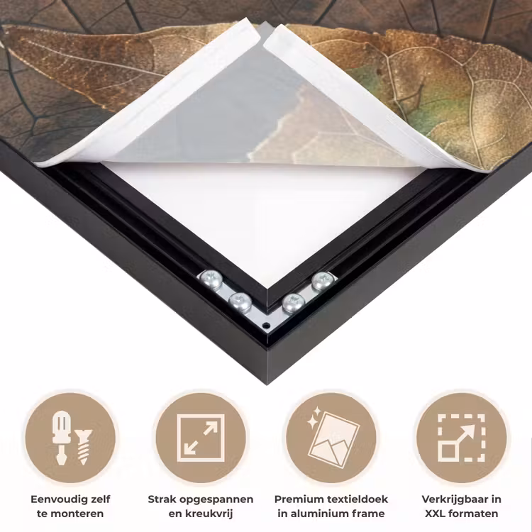 Bladeren - Bruin - Herfst - Natuur Textielframe zwart klein -USP_feed_closeupNL