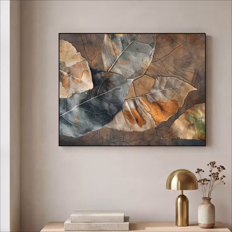 Bladeren - Bruin - Herfst - Natuur Textielframe - compleet frame klein -sfeer2