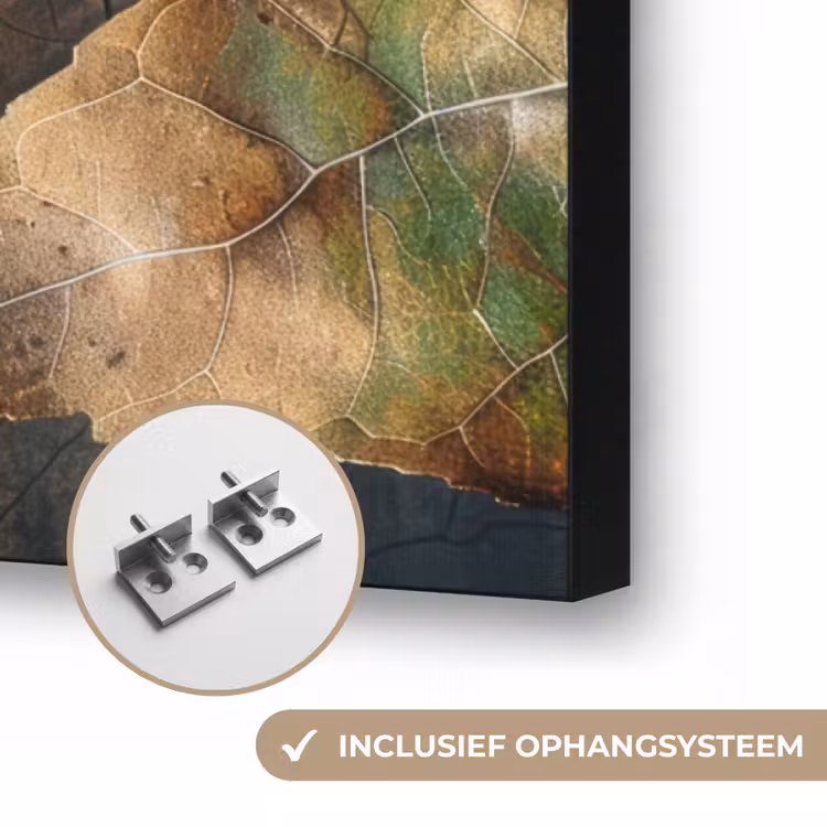 Bladeren - Bruin - Herfst - Natuur Textielframe zwart klein -USP_ophangsysteemNL
