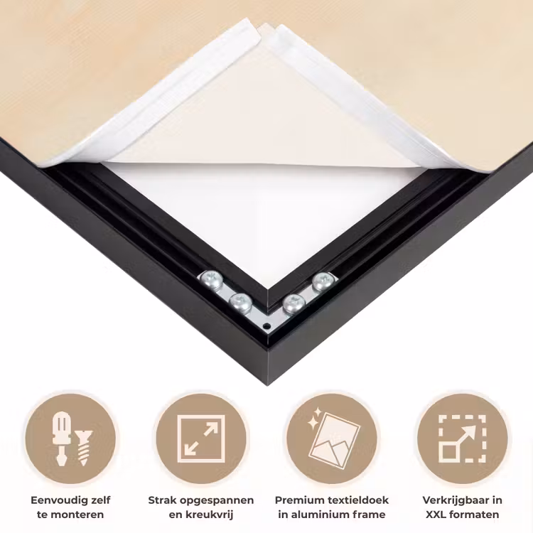 Bladeren - Gestreept - Stengel - Beige Textielframe zwart klein -USP_feed_closeupNL