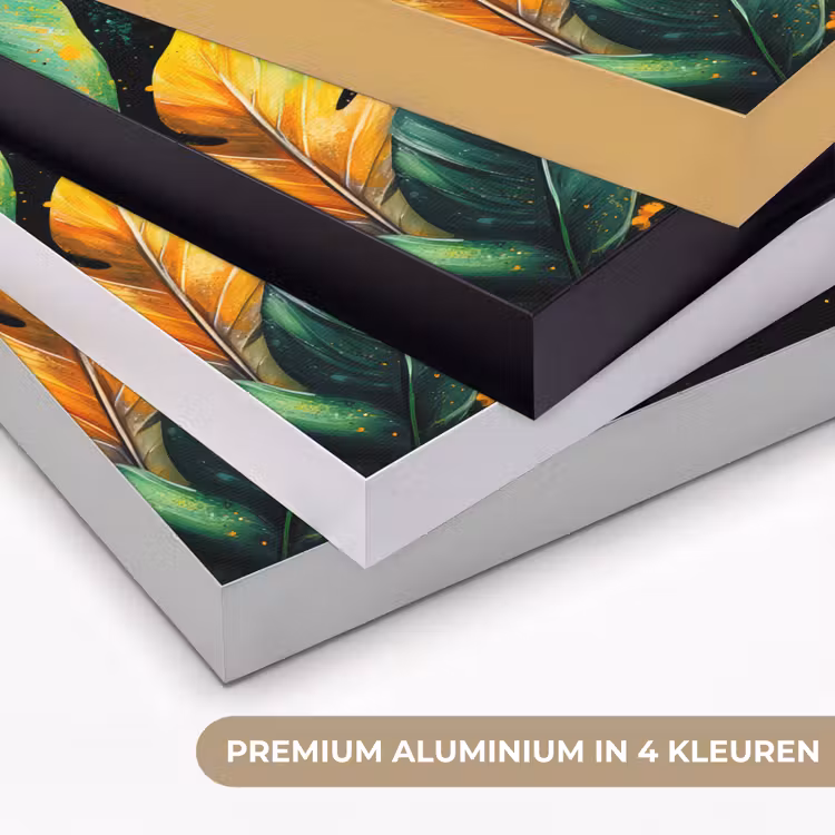 Bladeren - Groen - Geel - Verf - Jungle Textielframe zwart klein -USP_kleurenNL