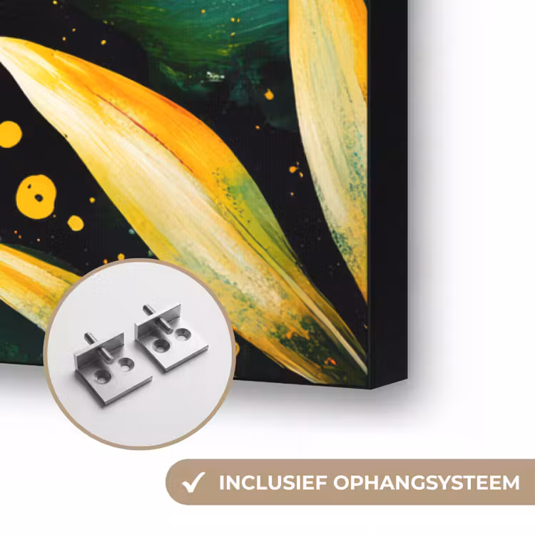 Bladeren - Groen - Geel - Verf - Jungle Textielframe zwart klein -USP_ophangsysteemNL