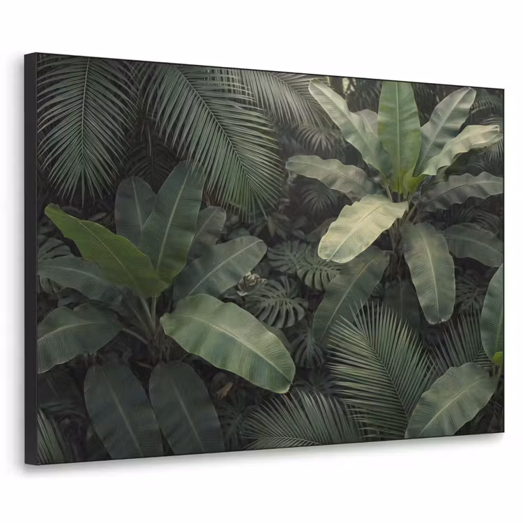 Bladeren - Groen - Tropisch - Natuur Textielframe zwart klein -3d