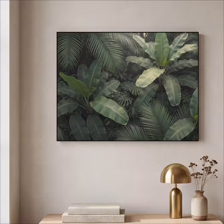 Bladeren - Groen - Tropisch - Natuur Textielframe zwart klein -sfeer2