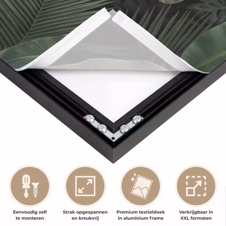 Bladeren - Groen - Tropisch - Natuur Textielframe zwart klein -USP_feed_closeupNL