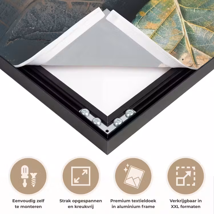 Bladeren - Herfst - Grijs - Natuur Textielframe zwart klein -USP_feed_closeupNL