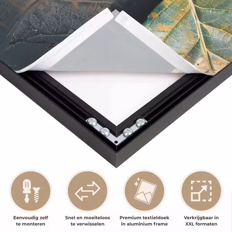 Bladeren - Herfst - Grijs - Natuur Textielframe zwart klein -USP_closeupNL