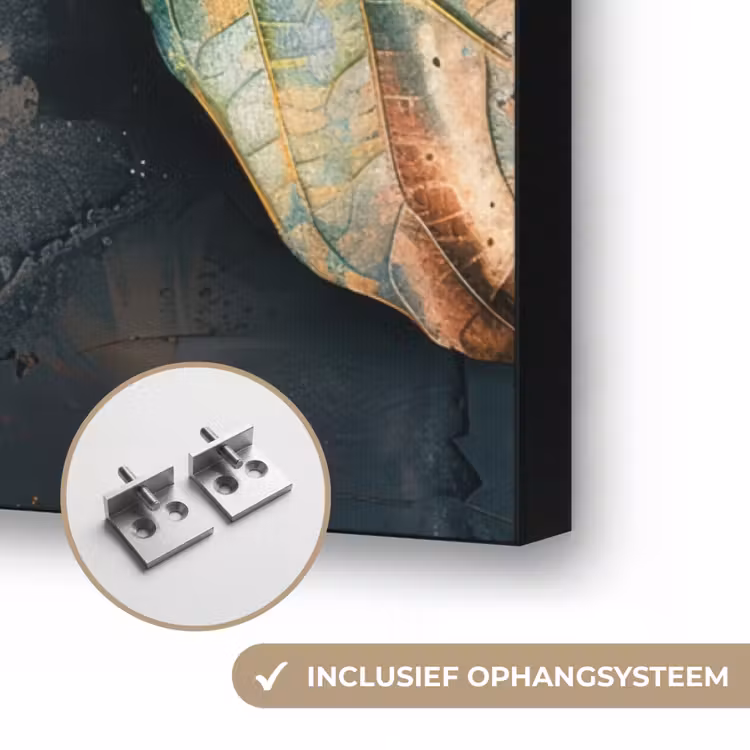 Bladeren - Herfst - Grijs - Natuur Textielframe zwart klein -USP_ophangsysteemNL
