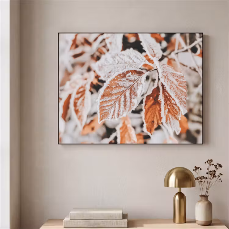 Bladeren - IJs - Winter - Natuur Textielframe - compleet frame klein -sfeer2