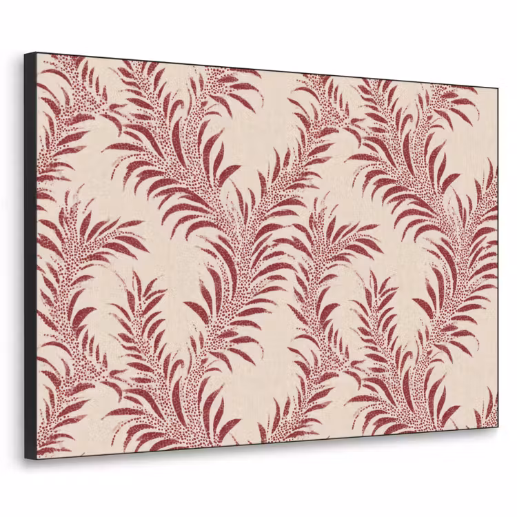 Bladeren - Linnen - Rood Textielframe zwart klein 947 -3d