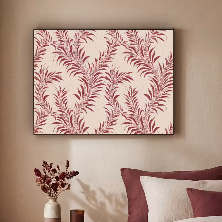 Bladeren - Linnen - Rood Textielframe zwart klein 947 -sfeer1