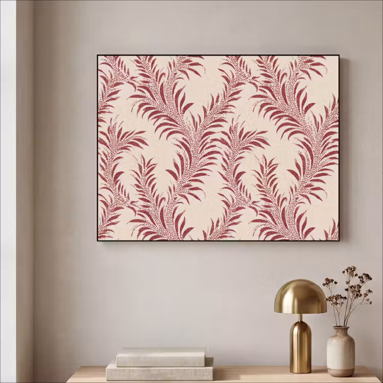 Bladeren - Linnen - Rood Textielframe zwart klein 947 -sfeer2