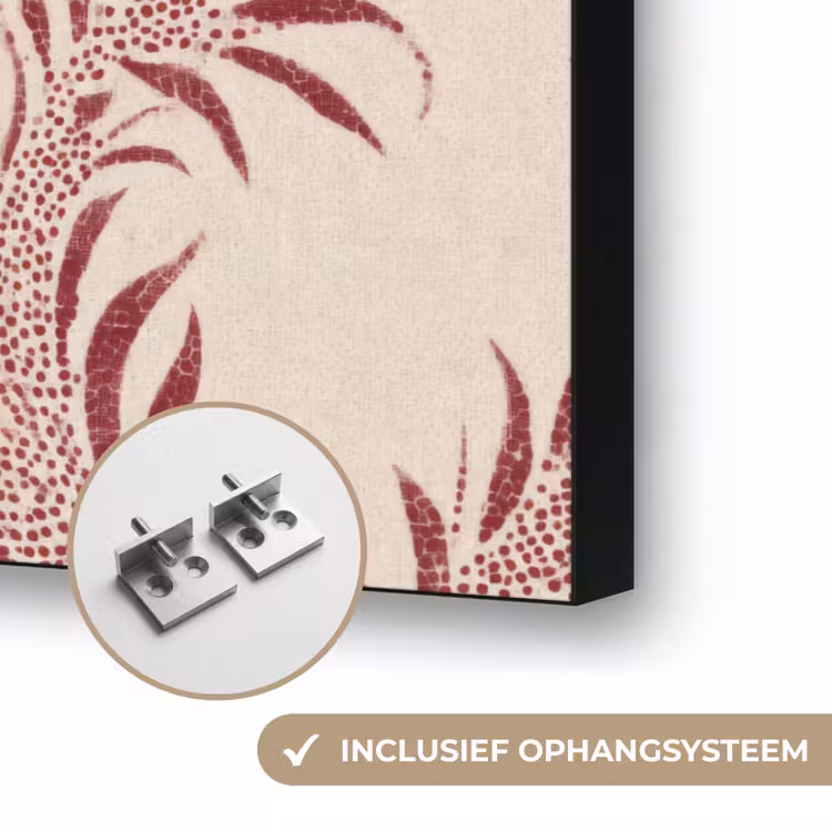 Bladeren - Linnen - Rood Textielframe zwart klein 947 -USP_ophangsysteemNL