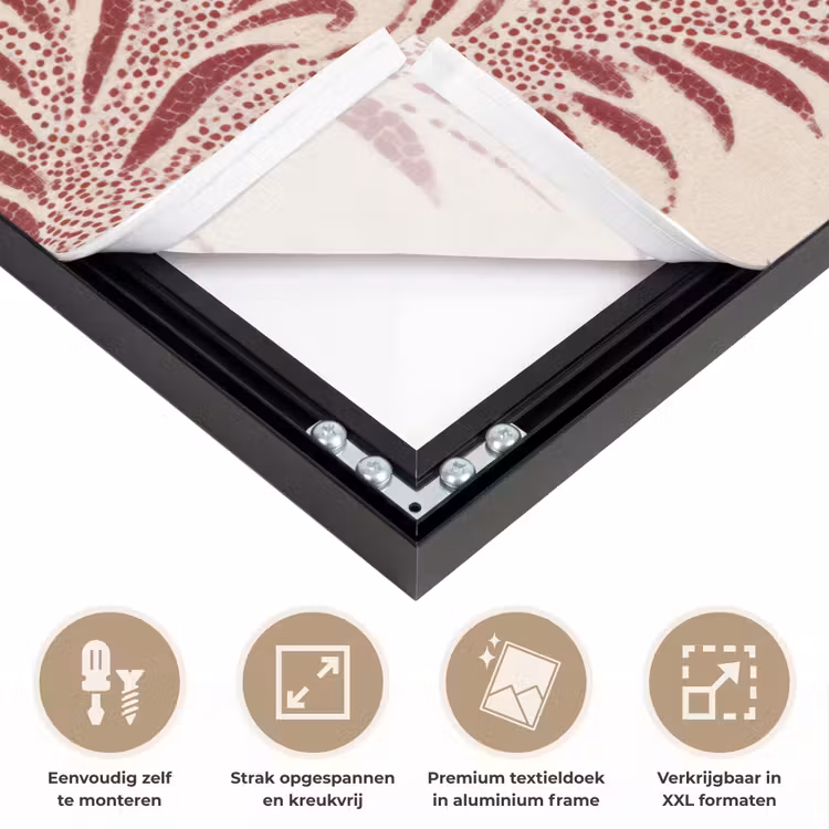 Bladeren - Linnen - Rood Textielframe zwart klein 947 -USP_feed_closeupNL