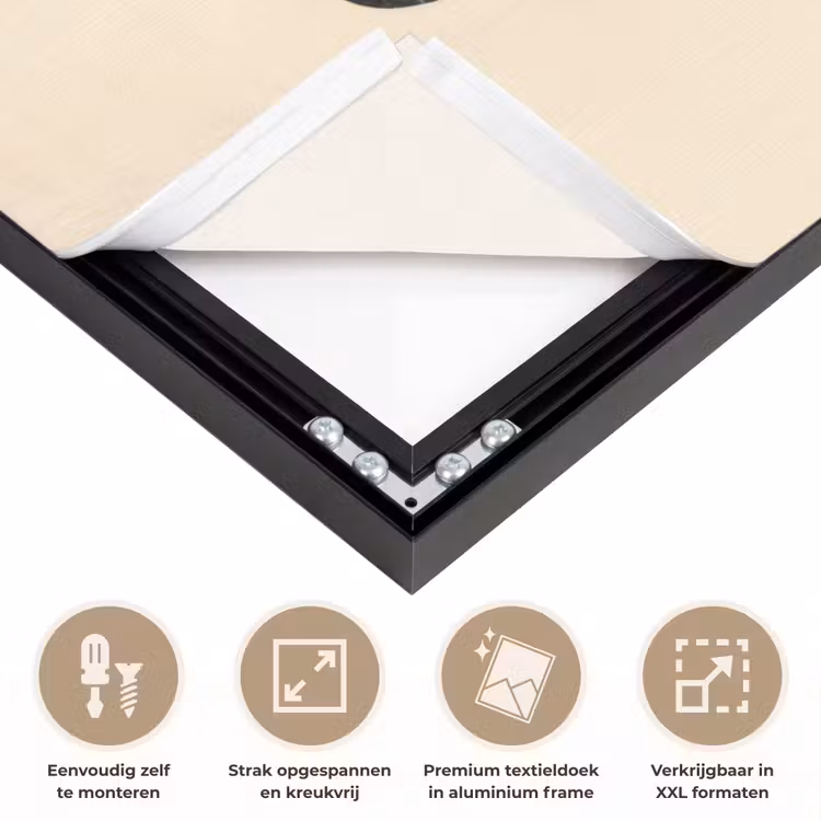 Bladeren - Minimalistisch - Zwart Textielframe zwart klein -USP_feed_closeupNL
