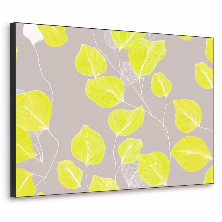 Bladeren - Neon - Geel - Lijnen Textielframe - compleet frame klein -3d