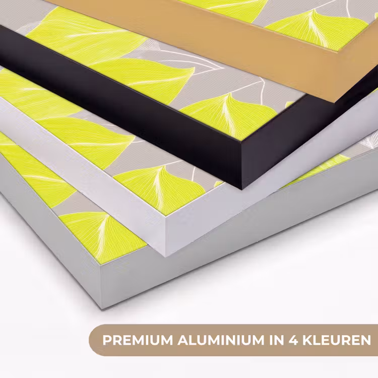 Bladeren - Neon - Geel - Lijnen Textielframe zwart klein -USP_kleurenNL