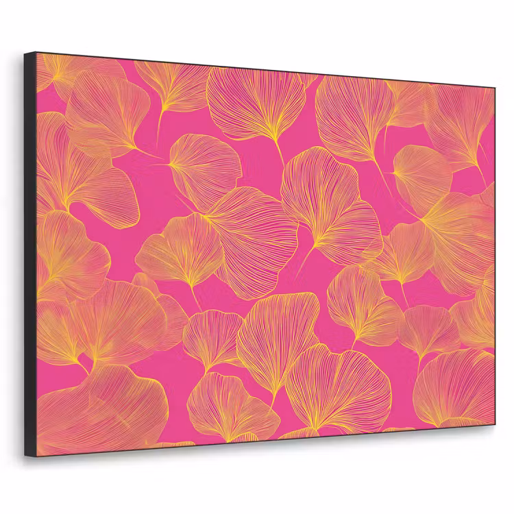 Bladeren - Nerven - Grafisch - Roze Textielframe zwart klein -3d