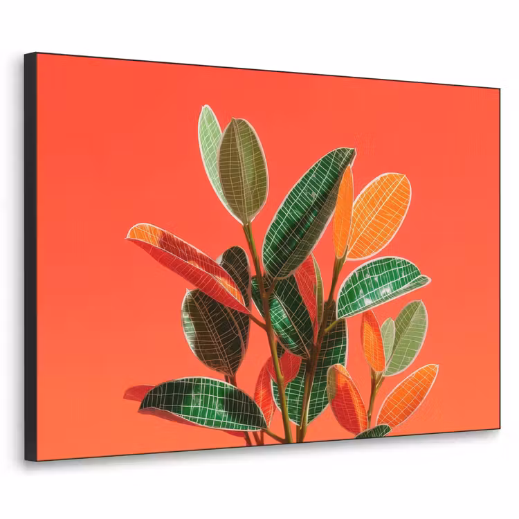 Bladeren - Nerven - Oranje - Structuur Textielframe - compleet frame klein -3d