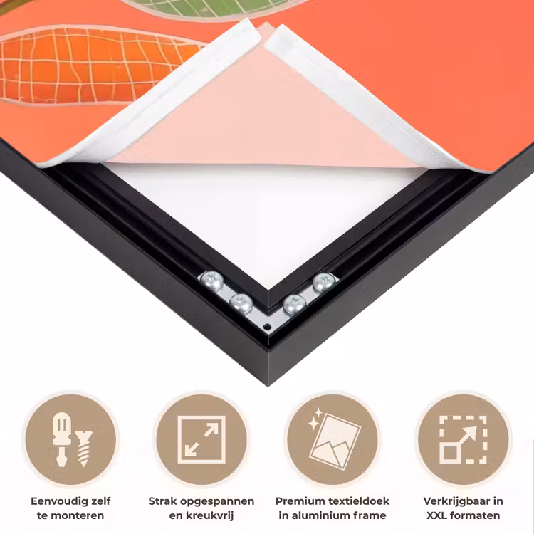 Bladeren - Nerven - Oranje - Structuur Textielframe zwart klein -USP_feed_closeupNL