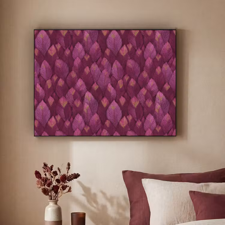 Bladeren - Patroon - Burgundy Textielframe zwart klein 947 -sfeer1