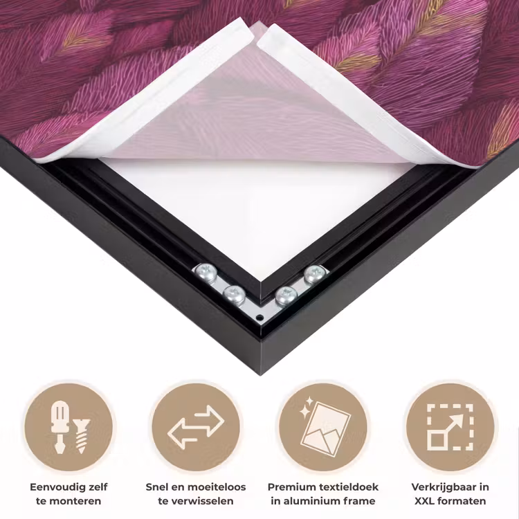 Bladeren - Patroon - Burgundy Textielframe zwart klein 947 -USP_closeupNL