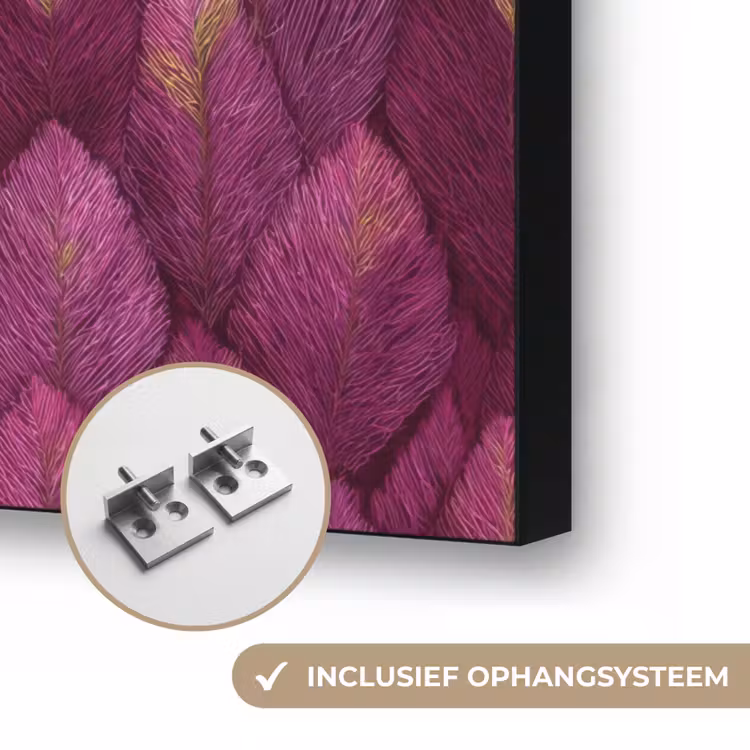 Bladeren - Patroon - Burgundy Textielframe zwart klein 947 -USP_ophangsysteemNL